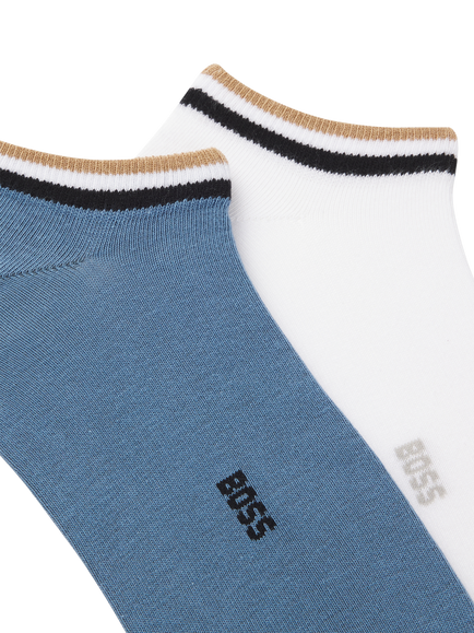 HUGO BOSS BOSS Cotton Blend Trainer Socks, Pack of 2, Blue/White - view 2, Blue/White