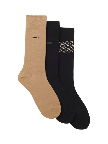 HUGO BOSS Crew Socks, Pack of 3, One Size, Multi
