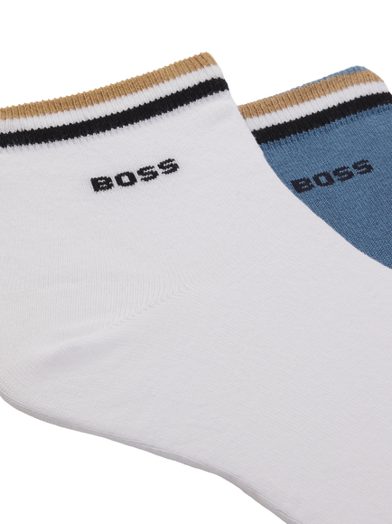HUGO BOSS BOSS Cotton Blend Ankle Socks, Pack of 2, Dark Blue - view 2, Dark Blue