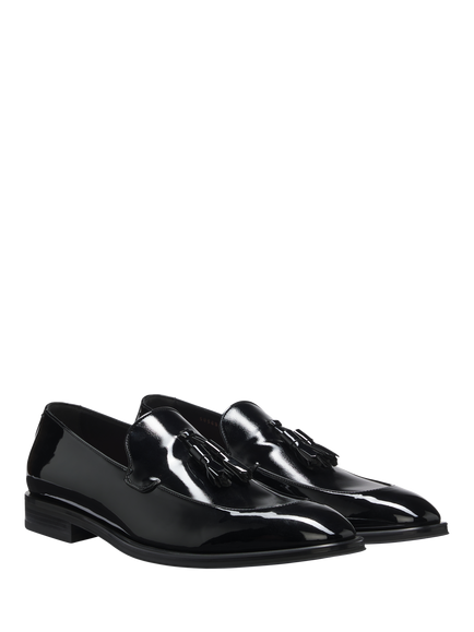 BOSS Derrek Tasseled Patent Loafer, Black - view 2, Black