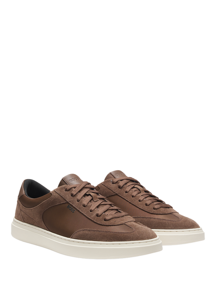 BOSS Kieran Lace Up Low Trainers, Dark Brown - view 2, Dark Brown