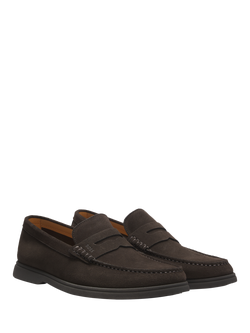 BOSS Sienne Suede Loafers, Dark Brown - view 2, Dark Brown