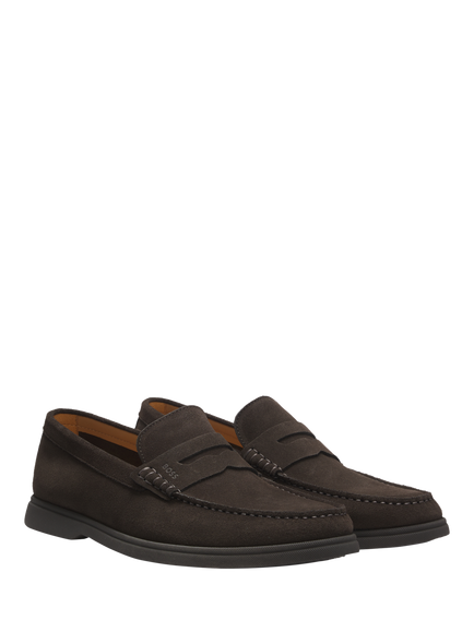 BOSS Sienne Suede Loafers, Dark Brown - view 2, Dark Brown
