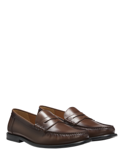 BOSS Tevan Leather Loafers, Dark Brown - view 2, Dark Brown