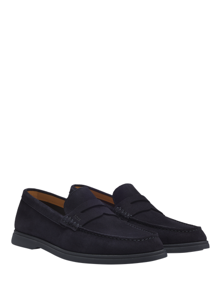 BOSS Sienne Suede Loafers, Dark Blue - view 2, Dark Blue
