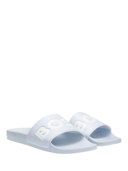 BOSS Aryeh Logo Slider Sandals, Open Blue - view 2, Open Blue