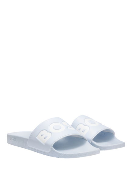 BOSS Aryeh Logo Slider Sandals, Open Blue - view 2, Open Blue
