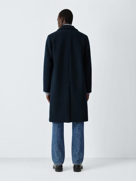 Kin Single Breasted Wool Overcoat, Dark Sapphire - view 2, Dark Sapphire