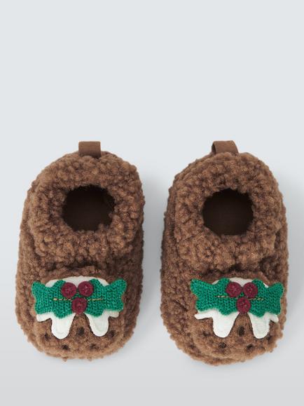 John Lewis Baby Christmas Pudding Booties, Multi - view 2, Multi