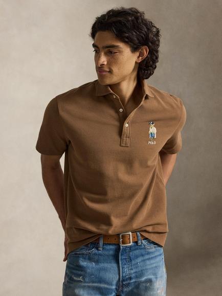 Ralph Lauren Cotton Litchfield Bear Polo Top, Luggage Brown- Hrtg, Luggage Brown- Hrtg