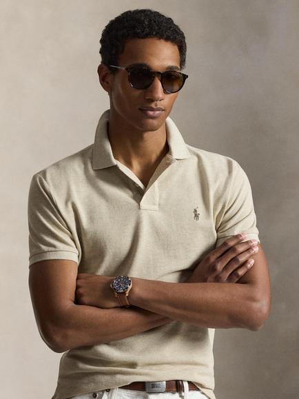 Polo Ralph Lauren Mesh Custom Slim Fit Polo Shirt, Expedition Dune Heat, Neutrals