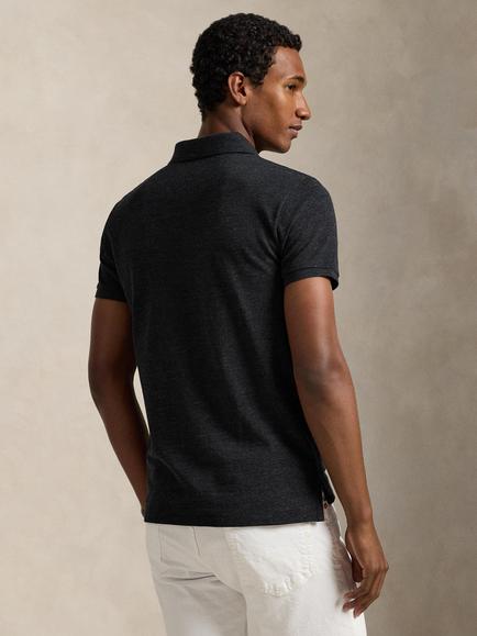 Polo Ralph Lauren Mesh Custom Slim Fit Polo Shirt, Black Marl Heather/C - view 2, Black Marl Heather/C