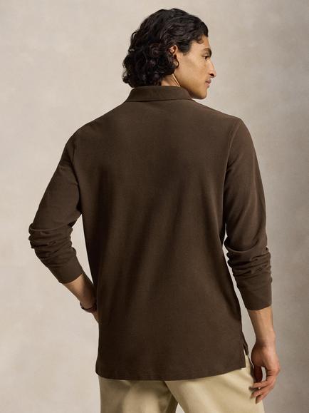 Polo Ralph Lauren Mesh Custom Slim Fit Long Sleeve Polo ShirtPolo Ralph Lauren Mesh Custom Slim Fit Long Sleeve Polo Shirt, Nutmeg Brown/C8663 - view 2, Nutmeg Brown/C8663