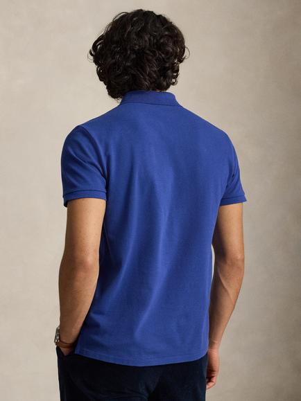 Polo Ralph Lauren Mesh Custom Slim Fit Cotton Polo Shirt, Blue Yacht/C7553 - view 2, Blue Yacht/C7553