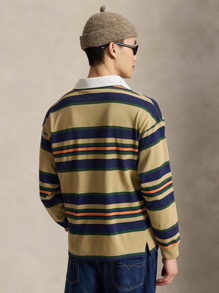 Polo Ralph Lauren Striped Cotton Rugby Shirt, Rl Khaki Multi - view 2, Rl Khaki Multi