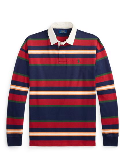 Polo Ralph Lauren Big Fit Stripe Cotton Rugby Shirt, Newport Navy Multi, Newport Navy Multi