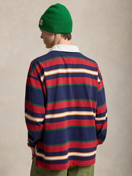 Polo Ralph Lauren Big Fit Stripe Cotton Rugby Shirt, Newport Navy Multi - view 2, Newport Navy Multi