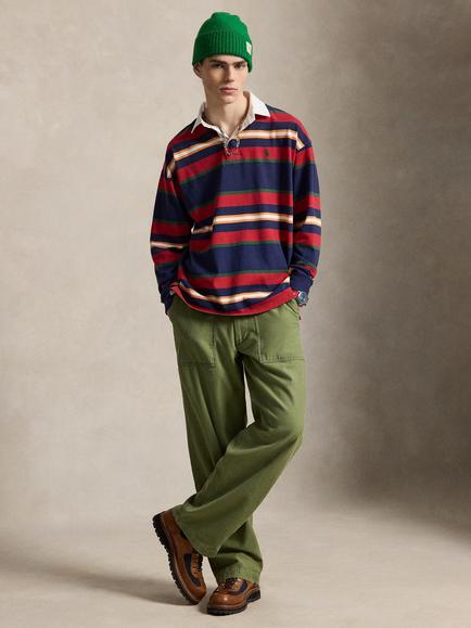 Polo Ralph Lauren Big Fit Stripe Cotton Rugby Shirt, Newport Navy Multi, Newport Navy Multi