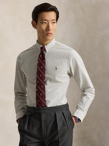 Polo Ralph Lauren Oxford Cotton Regular Fit Striped Shirt, Nutmeg/Brn Whi, 6636q Nutmeg Brn Whi