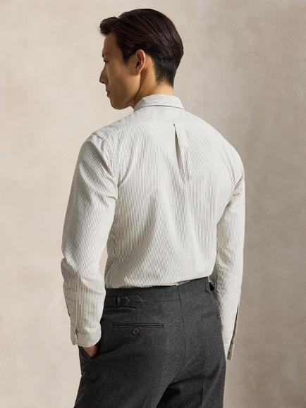 Polo Ralph Lauren Oxford Cotton Regular Fit Striped Shirt, Nutmeg/Brn Whi - view 2, 6636q Nutmeg Brn Whi