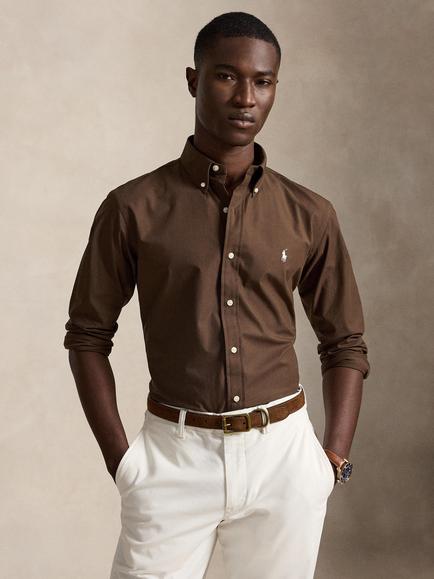 Polo Ralph Lauren Cotton Rich Poplin Shirt, Nutmeg Brown, Nutmeg Brwn