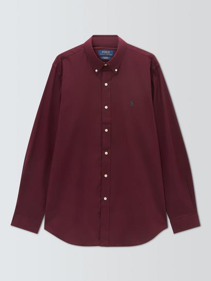 Polo Ralph Lauren Poplin Cotton Rich Tailored Fit Shirt, Classic Wine, Classic Wine