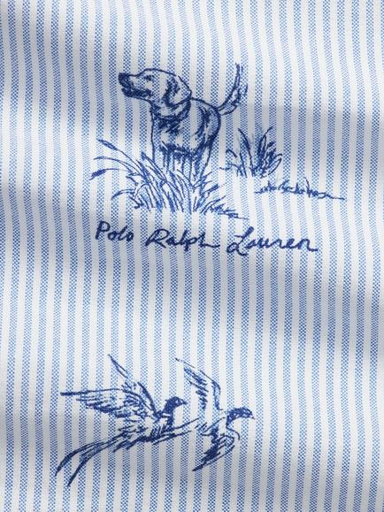 Polo Ralph Lauren Button Down Stripe Cotton Shirt, Field Pheasant Sceni - view 2, Field Pheasant Sceni