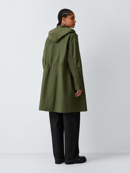 John Lewis Cinch Waist Hooded Parka Jacket, Khaki - view 2, Khaki