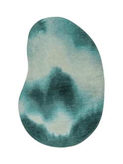 Louis De Poortere Aquarelle Abstract Oval Rug, Blue, Blue