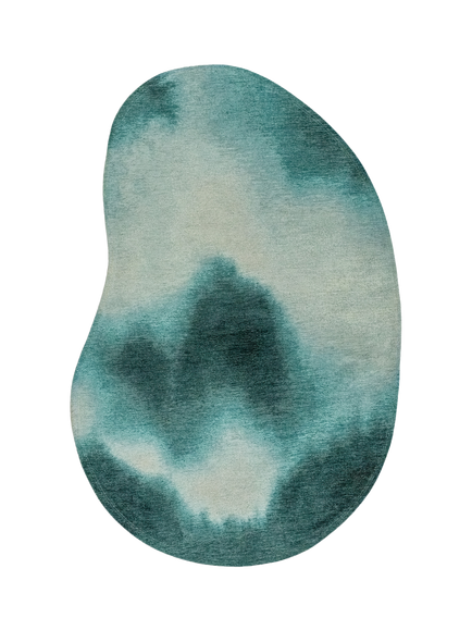Louis De Poortere Aquarelle Abstract Oval Rug, Blue, Blue