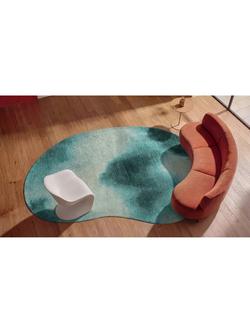 Louis De Poortere Aquarelle Abstract Oval Rug, Blue - view 2, Blue