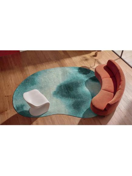 Louis De Poortere Aquarelle Abstract Oval Rug, Blue - view 2, Blue