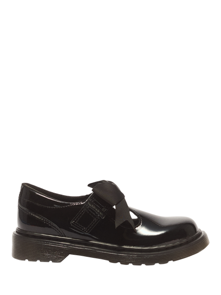 Dr Martens Kids' Polley II Bow Shoes, Black Patent, Black Patent