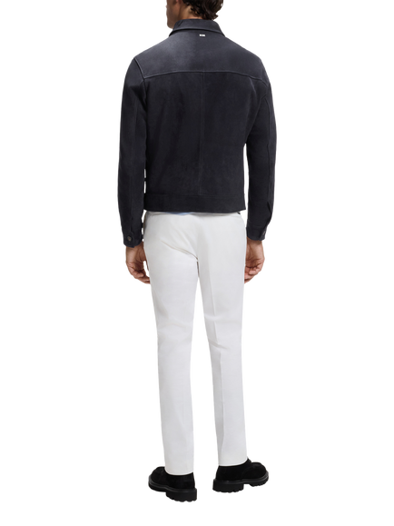HUGO BOSS BOSS Zip Front Suede Jacket, Dark Blue - view 2, Dark Blue