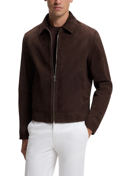 HUGO BOSS BOSS Malbano Leather Jacket, Dark Brown, Dark Brown