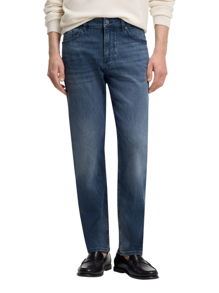 BOSS Mid Rise Regular Cut Jeans, Dark Blue, Dark Blue
