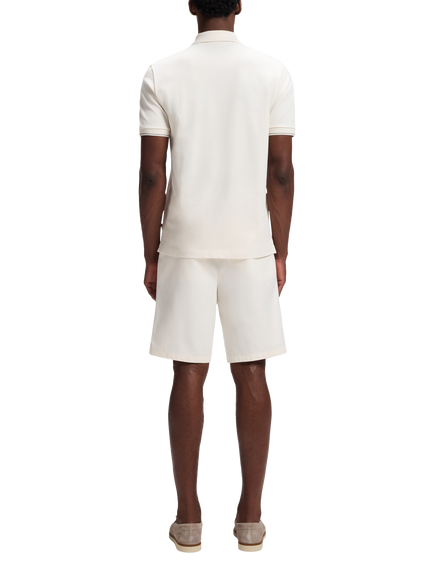 BOSS Pure Cotton Zip Neck Polo Shirt, Open White - view 2, Open White