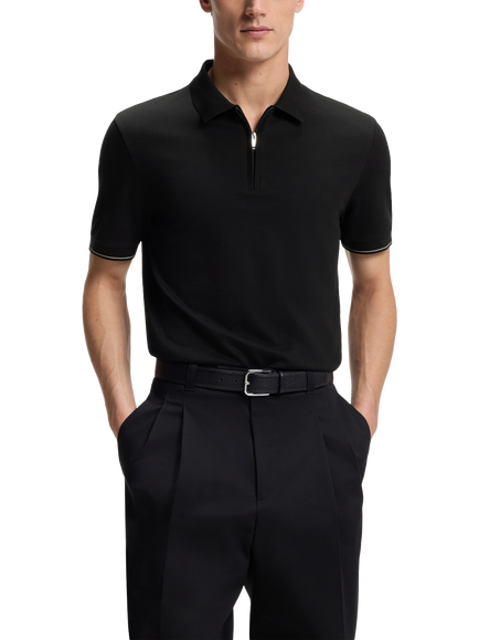 BOSS Pure Cotton Regular Fit Polo Shirt, Black, Black