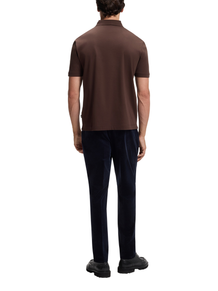 BOSS Cotton Regular Fit Short Sleeve Polo Shirt, Dark Brown - view 2, Dark Brown