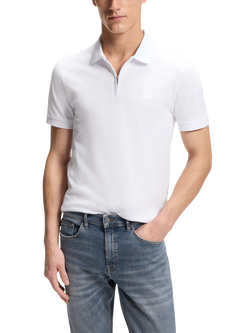 BOSS Regular Fit Stretch Piqué Polo Shirt, White, White