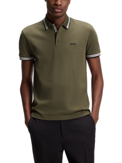 BOSS Paddy Edge Stripe Polo Shirt, Open Green, Open Green