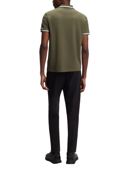 BOSS Paddy Edge Stripe Polo Shirt, Open Green - view 2, Open Green