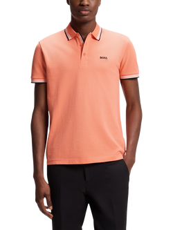 BOSS Paddy Edge Stripe Polo Shirt, Pink, Pink