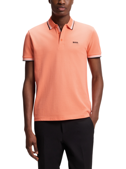 BOSS Paddy Edge Stripe Polo Shirt, Pink, Pink