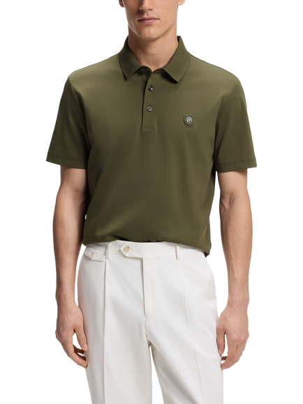 BOSS Cotton Monogram Polo Shirt, Open Green, Open Green