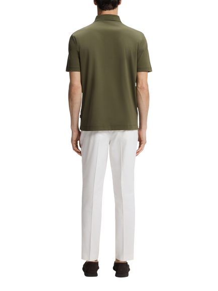 BOSS Cotton Monogram Polo Shirt, Open Green - view 2, Open Green