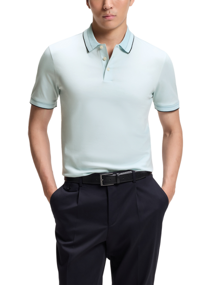 BOSS Philipson Cotton Tipped Polo Shirt, Open Blue, Open Blue