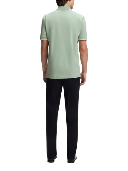 BOSS Regular Fit Cotton Polo Shirt, Open Green - view 2, Open Green