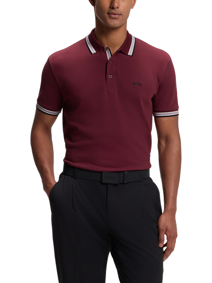 HUGO BOSS BOSS Paddy Cotton Polo Shirt, Dark Pink, Dark Pink