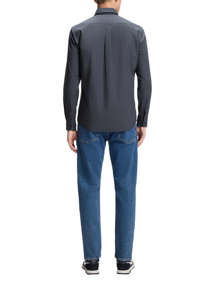 BOSS Mini Check Long Sleeve Shirt, Dark Blue - view 2, Dark Blue